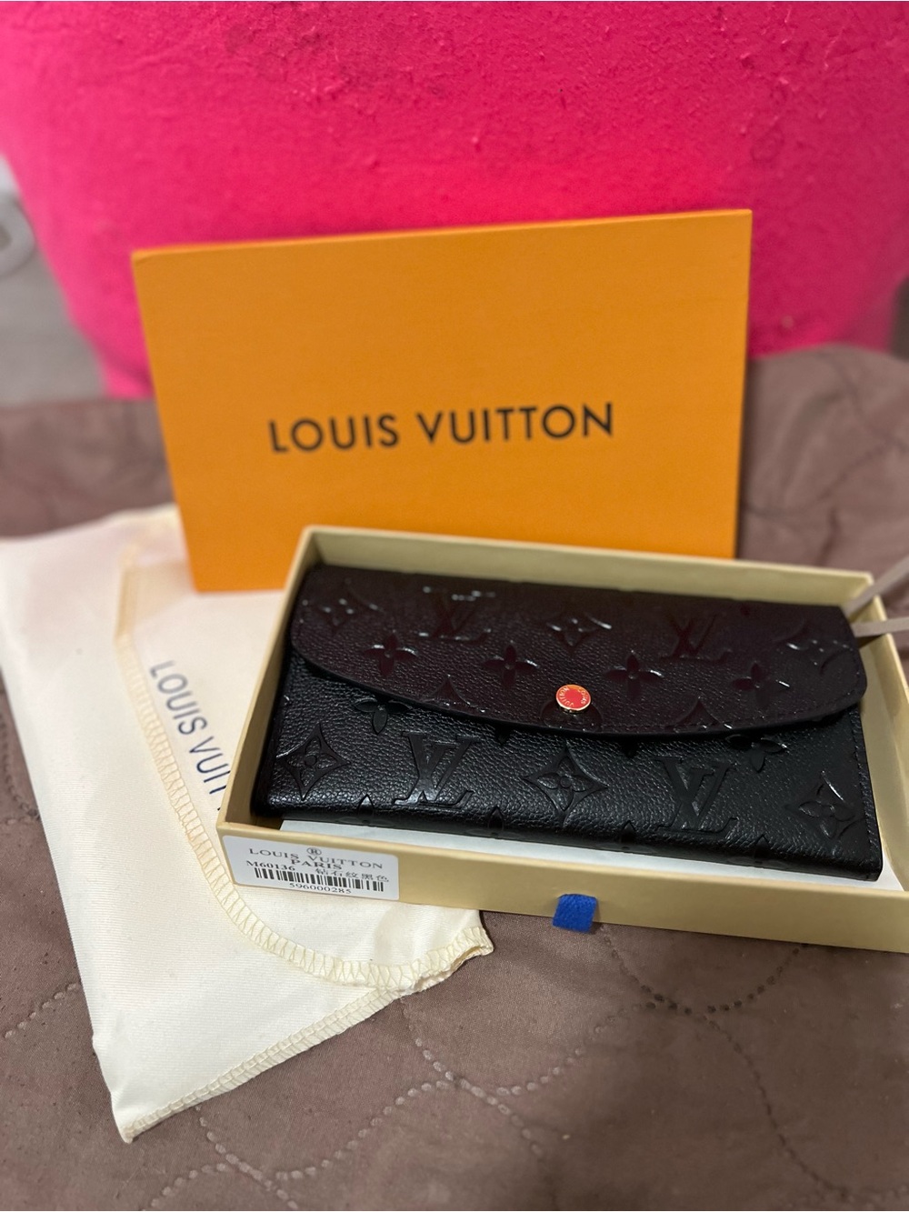 Louis Vuitton Black Monogram Vernis Continental Wallet with Red Snap